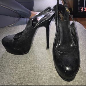 YSL Caviar Slingbacks Sz 40.5 Heel height 6 in